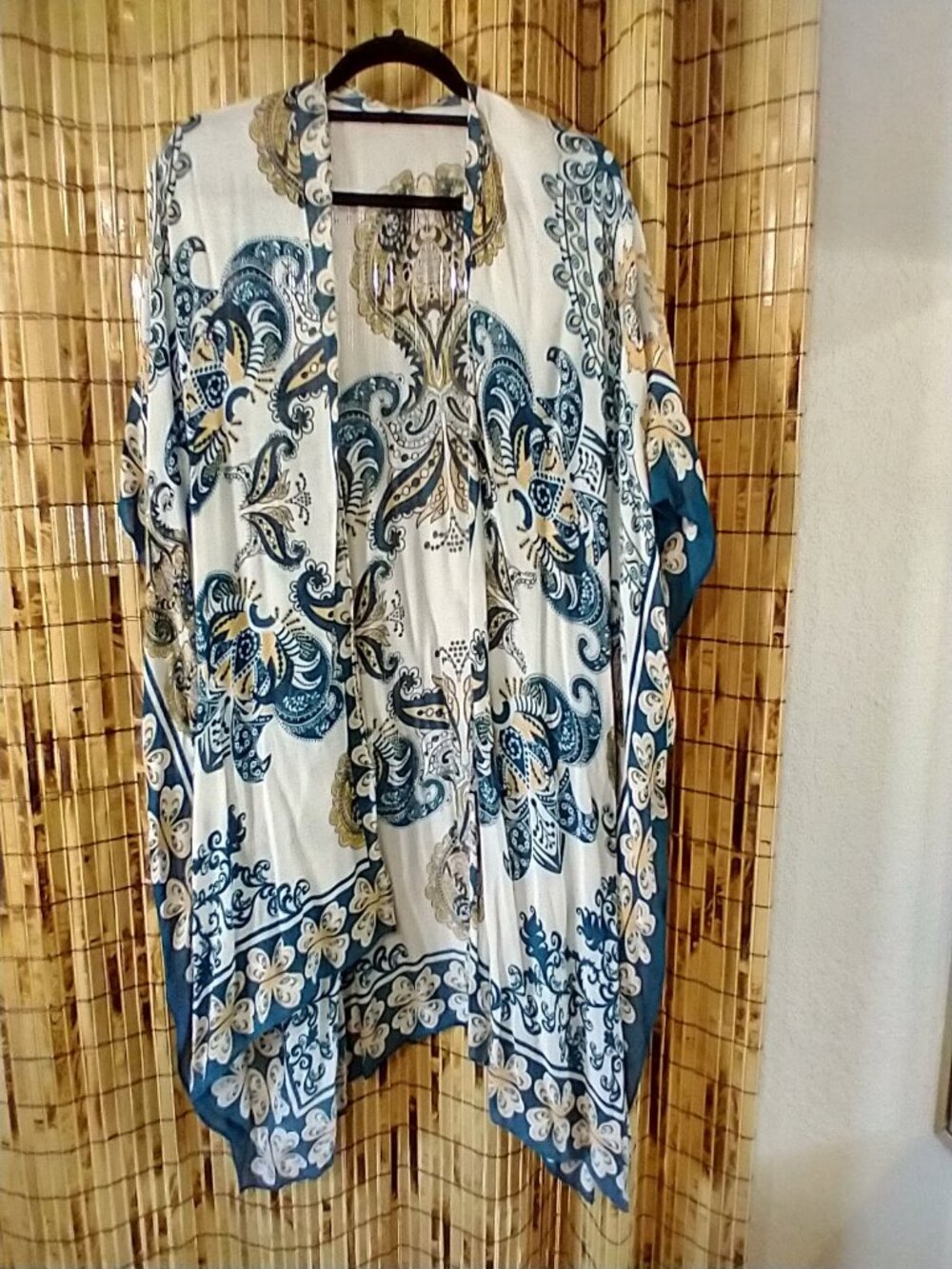 Boutique Paisley Printed Open-Front Kimono / Duster Cover-Up